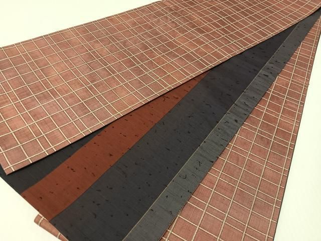 平和屋着物●両面　全通柄袋帯　ひげ紬　吉野間道　正絹　逸品　CABG1732vp