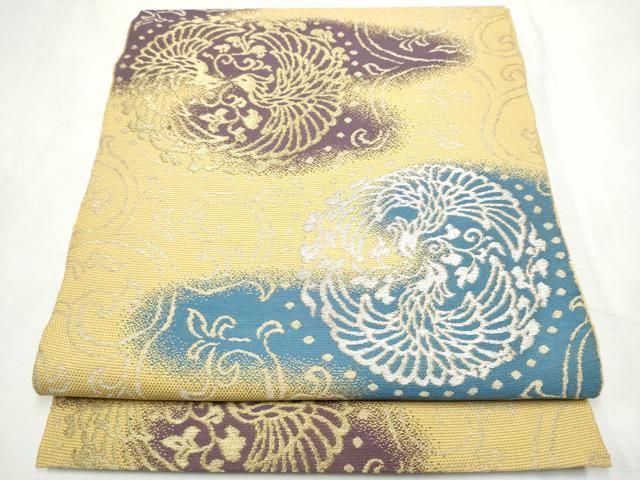 平和屋着物●六通柄京袋 本袋帯 向かい鳥唐草文 金銀糸 正絹 逸品 CABF8738hy