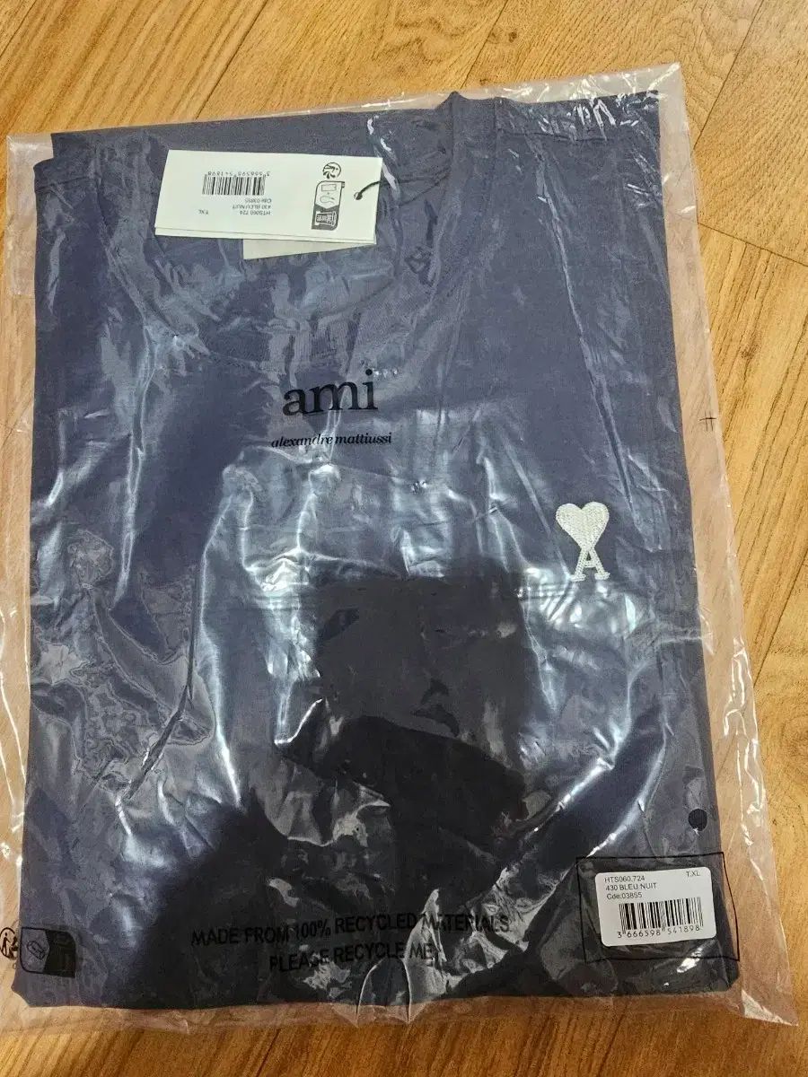 アミ スモール ハート ロゴ 半袖 Tシャツ ネイビー XL
