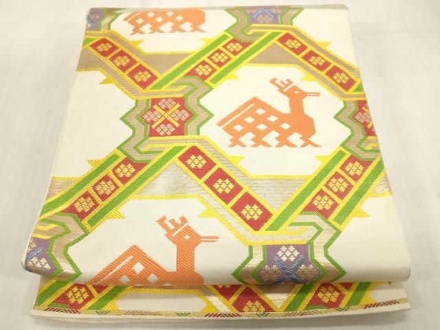 平和屋着物●六通柄　本袋帯　有栖川鹿　金糸　正絹　逸品　CABG2843dy