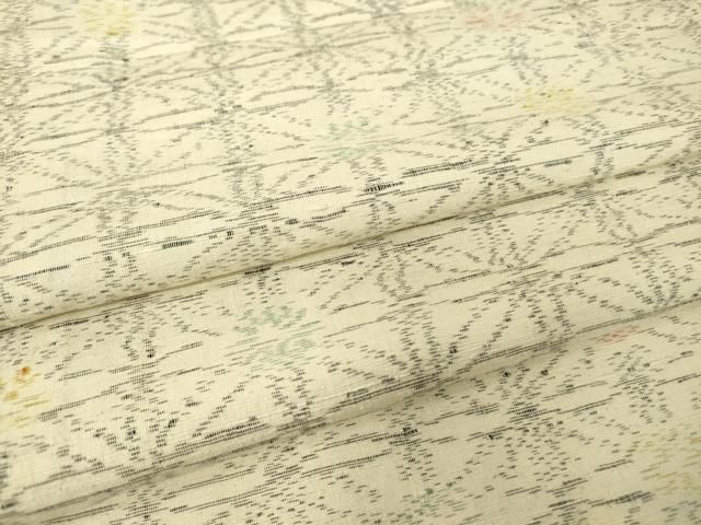 平和屋着物▽上質な紬　単衣　麻の葉文　正絹　逸品　DABE4472az