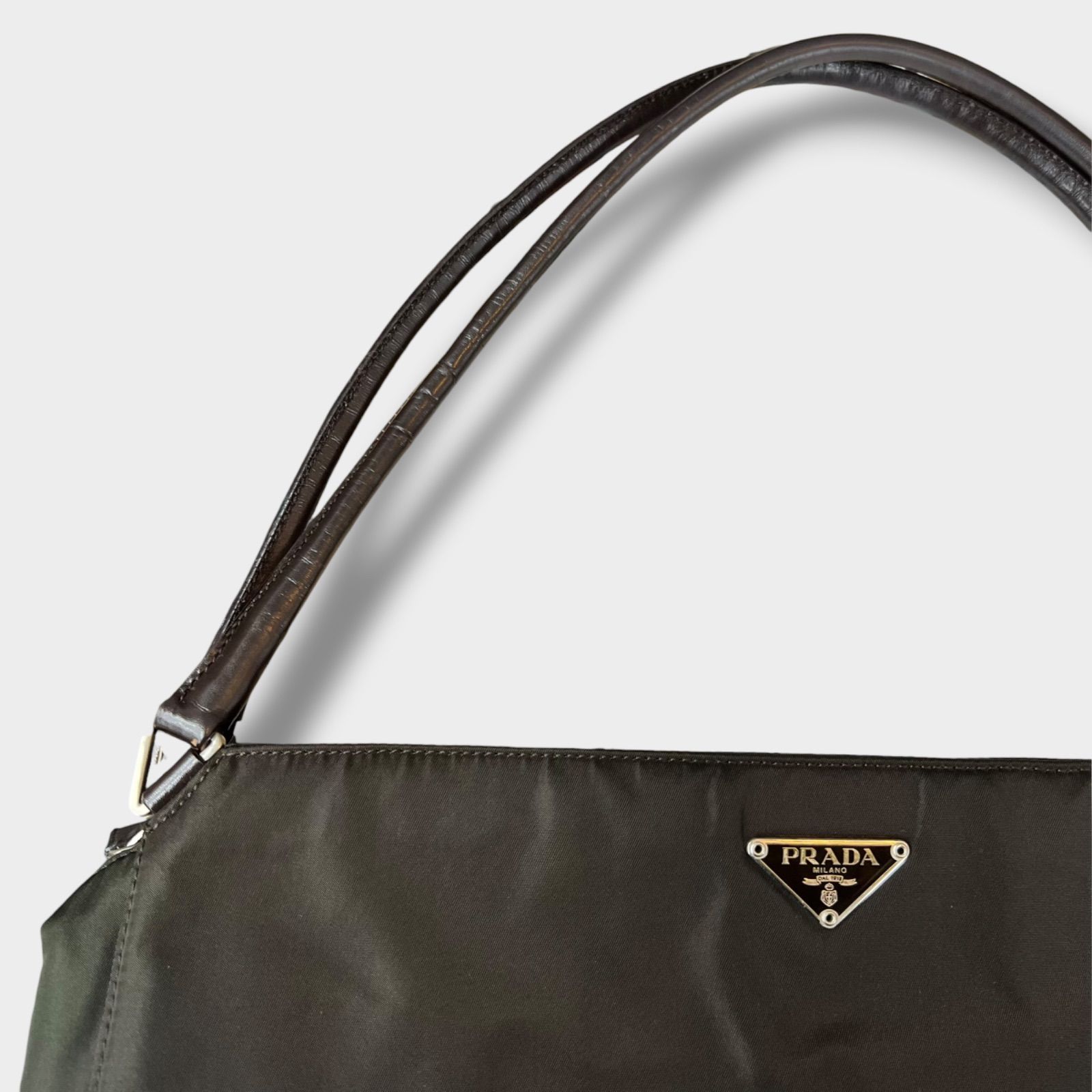 安い販売 kink_プラダ PRADA 三角ロゴ ブラック ナイロン レザー