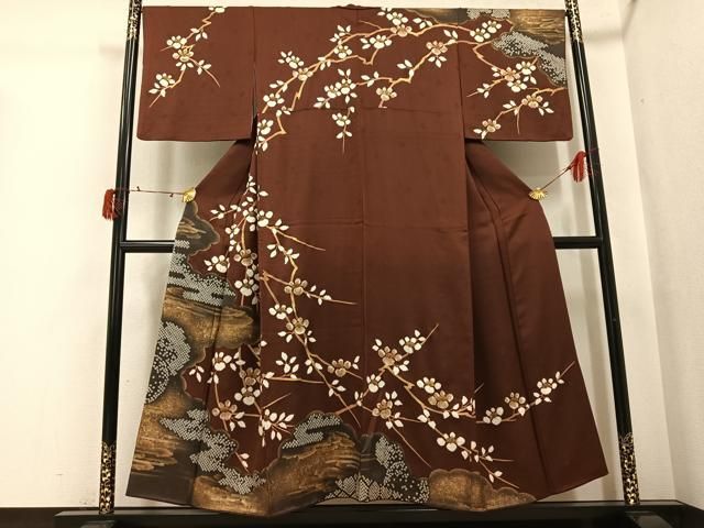 平和屋着物●訪問着　絞り　枝花雲文　金彩　正絹　逸品　AABI4809ph