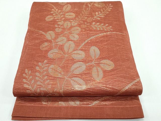 平和屋着物＊夏物　六通柄　本袋帯　萩　金糸　正絹　逸品　CABF4626rv