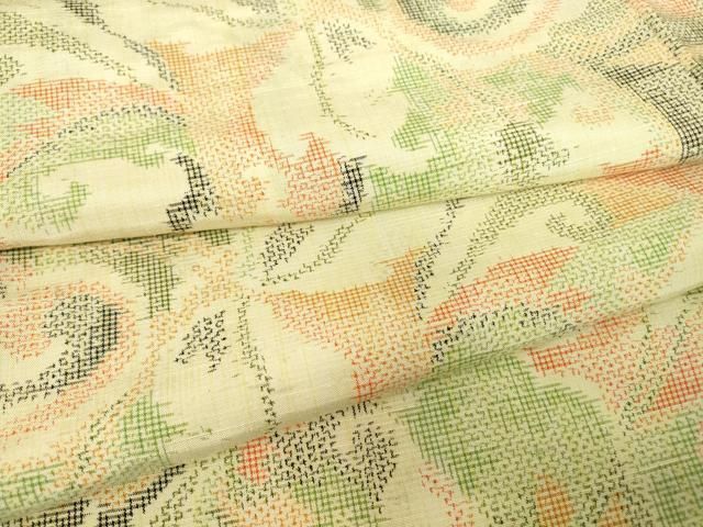 平和屋着物▽上質な紬 単衣 花尽くし 正絹 逸品 DABE4480az