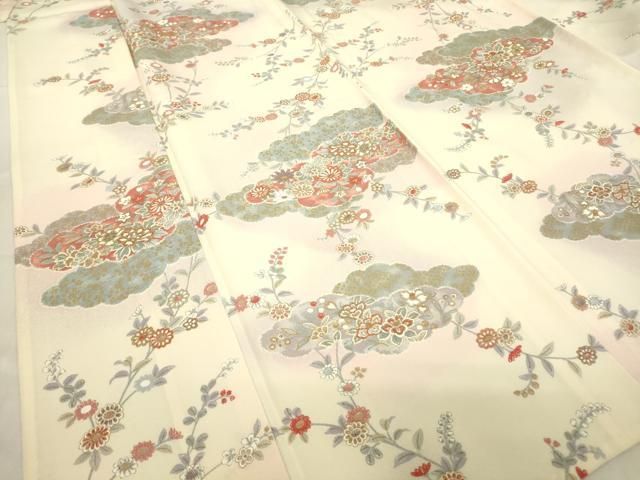 平和屋着物▽上質な小紋　単衣　雲取り花文　金彩　正絹　逸品　DABE4484az
