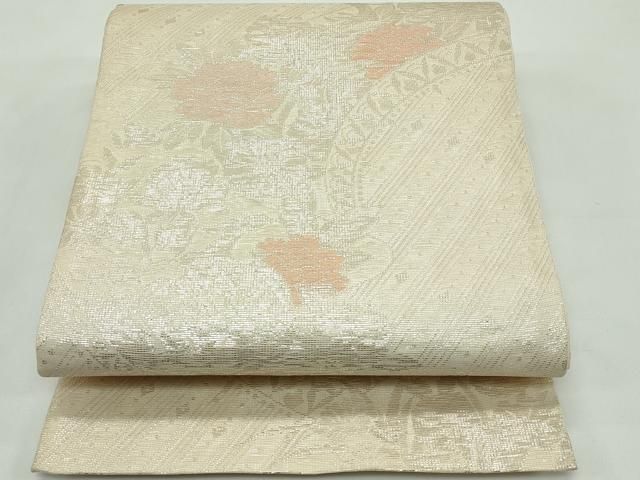 平和屋着物＊夏物　六通柄袋帯　牡丹　銀糸　正絹　逸品　未使用　CABF4633rv