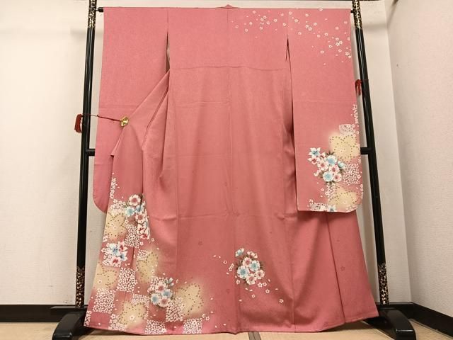 平和屋着物●豪華振袖 舞桜文 暈し染め 金彩 正絹 逸品 AABI4822ph