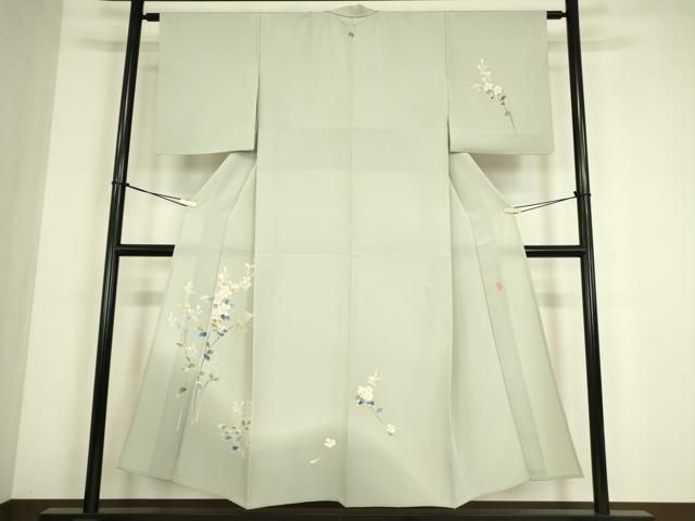 平和屋着物▽本加賀友禅作家 南 克治 訪問着 単衣 枝花文 正絹 逸品 DABE4491az
