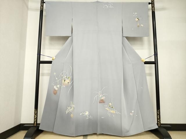 平和屋着物●訪問着　友禅　作家物　伍平　飾花文　正絹　逸品　AABI4492ck