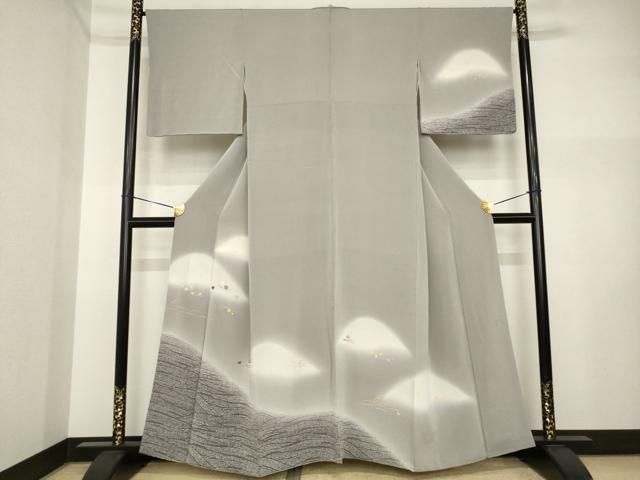 平和屋着物●訪問着　刺繍　遠山文　暈し染め　金彩　鬼しぼ縮緬　正絹　逸品　AABI4493ck