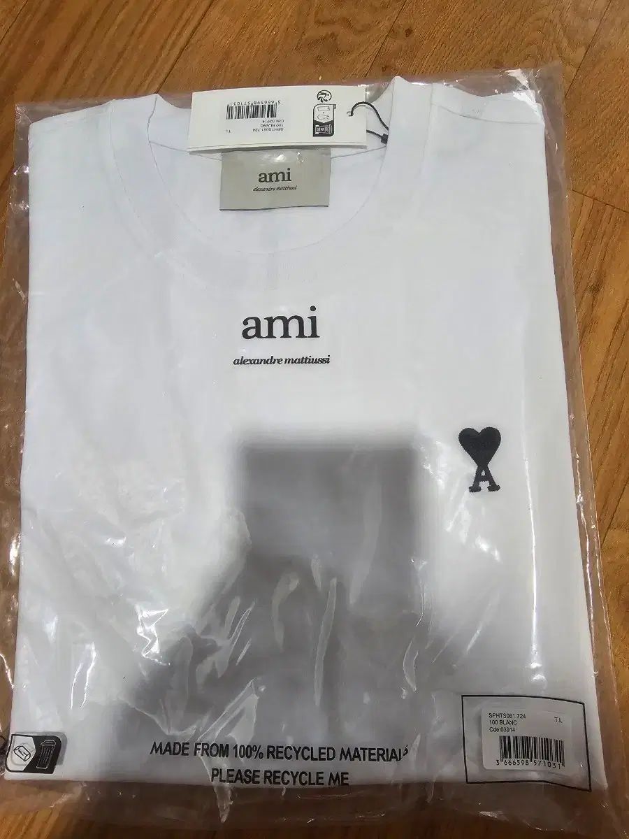 アミ スモールハート ロゴ 半袖 Tシャツ 白 L