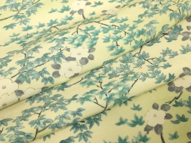 平和屋着物▽上質な小紋　単衣　枝花文　正絹　逸品　DABE4504az