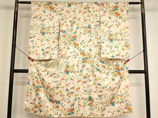 平和屋着物[]七五三　女の子　７歳　祝着　四つ身　草花文　逸品　AABI2653ja