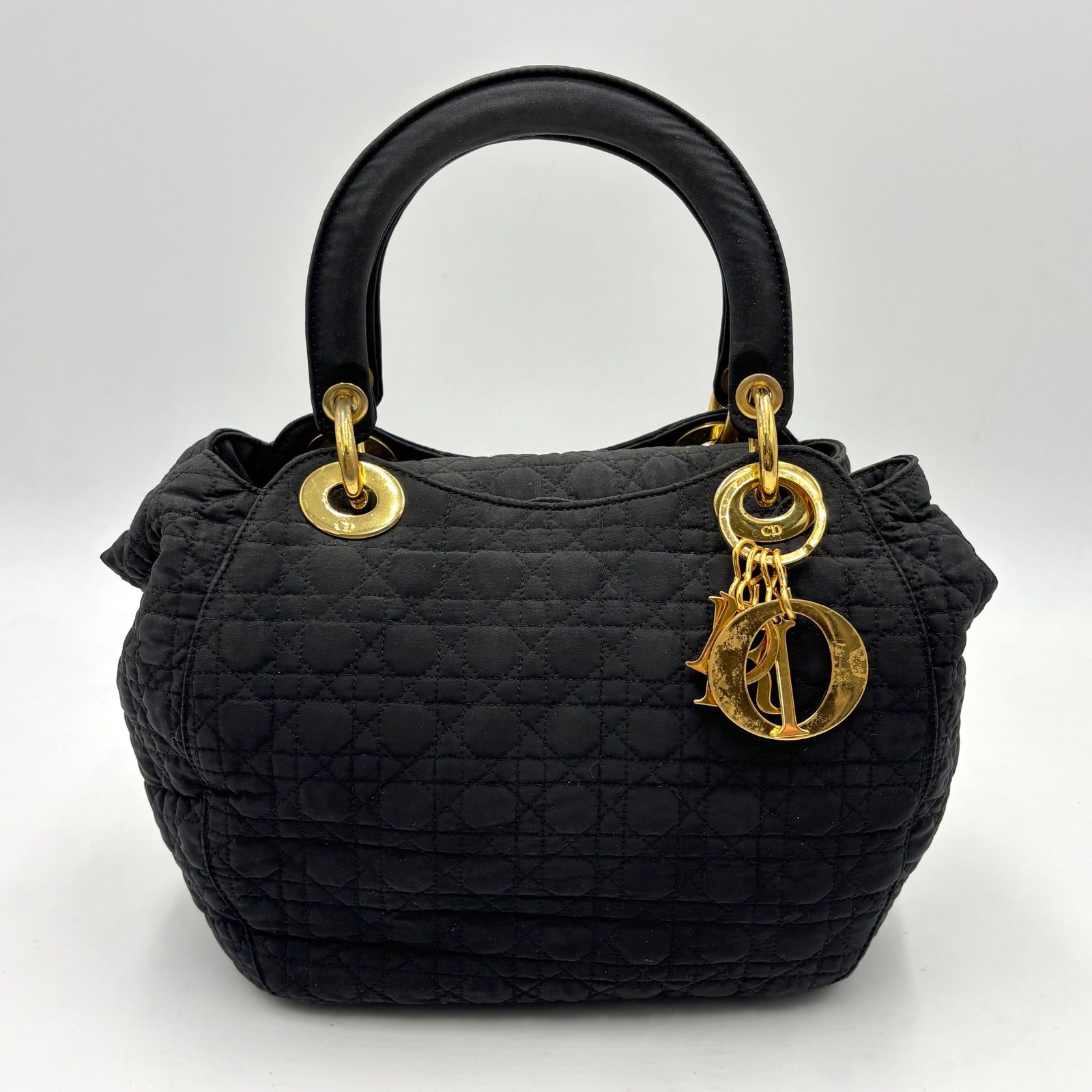 Christian Dior クリスチャンディオール カナージュ ナイロン ハンドバッグ ブラック 黒