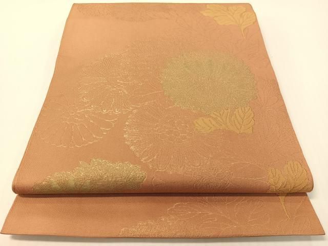 平和屋着物●桝屋高尾 六通柄 本袋帯 菊花文 金糸 正絹 逸品 CABG1780vp