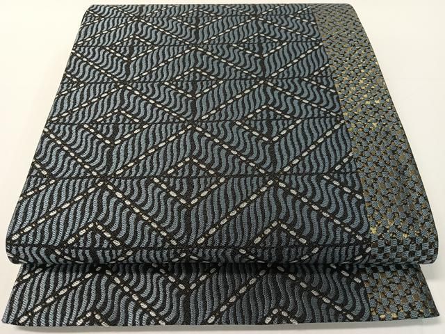 平和屋着物●六通柄袋帯　おしゃれ遊粋趣　金糸　正絹　逸品　未使用　CABG1837vp