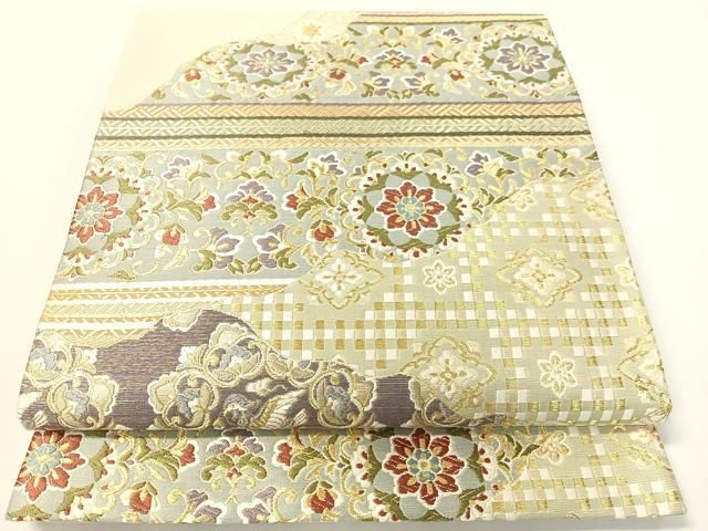 平和屋着物●六通柄袋帯　唐織　作家物　正倉院名物裂　金糸　正絹　逸品　CABG1838vp