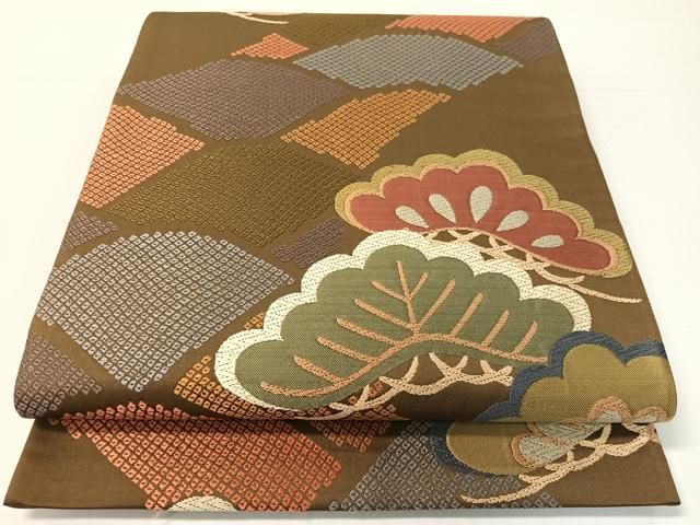 平和屋着物●六通柄袋帯　唐織　青海波松文　正絹　逸品　CABG1878vp