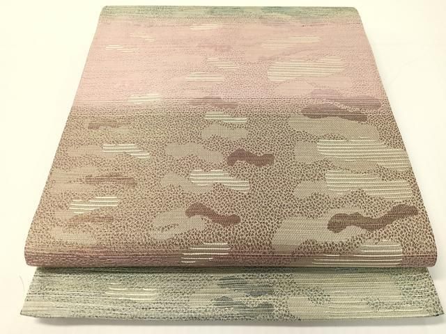 平和屋着物●六通柄袋帯　霞吉祥文　金糸　正絹　逸品　CABG1879vp
