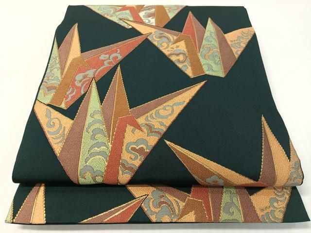 平和屋着物●六通柄 本袋帯 折り鶴 金糸 正絹 逸品 CABG1916vp