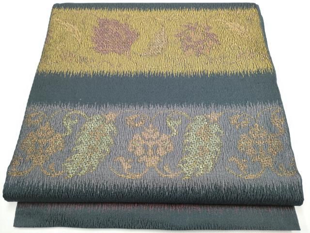 平和屋着物●全通柄　本袋帯　横段更紗花唐草文　正絹　逸品　CABG6061hy