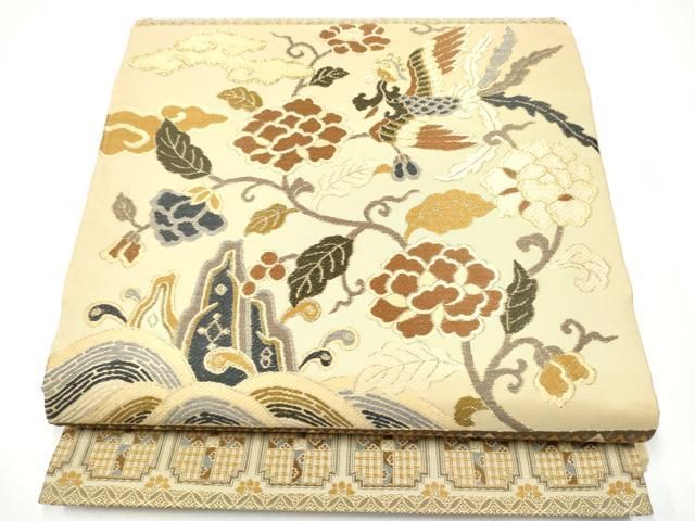 平和屋着物●六通柄袋帯　鳳凰花唐草文　金糸　正絹　逸品　CABG6367hy