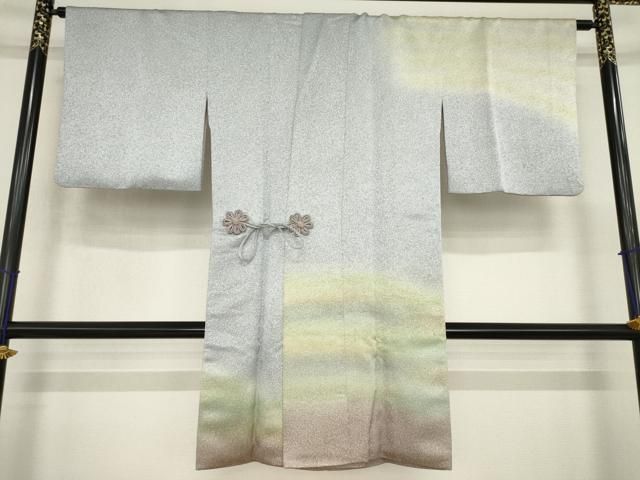 平和屋着物●久保田一竹　幻の辻が花　道中着　霞文　暈し染め　金通し地　ロング丈　正絹　逸品　AABI9648ck