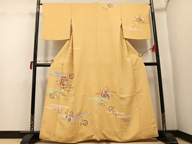 平和屋着物●創業460年・千總　訪問着　エ霞草花文　金彩　伊勢丹扱い　正絹　逸品　AABJ0102ph