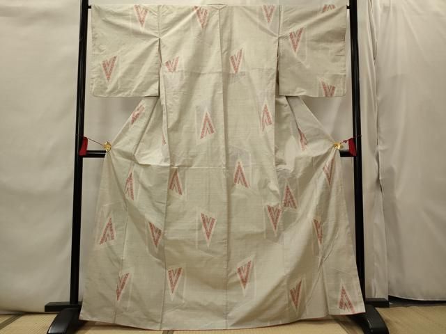 平和屋着物■本場大島紬　白大島　幾何学文様　150亀甲　正絹　逸品　AABI8449st