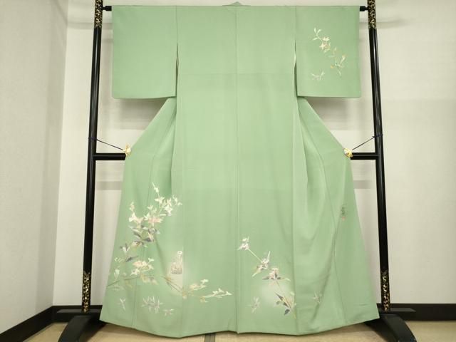 平和屋着物●京加賀友禅　百貫石峰 　訪問着　草花文　正絹　逸品　AABI9655ck