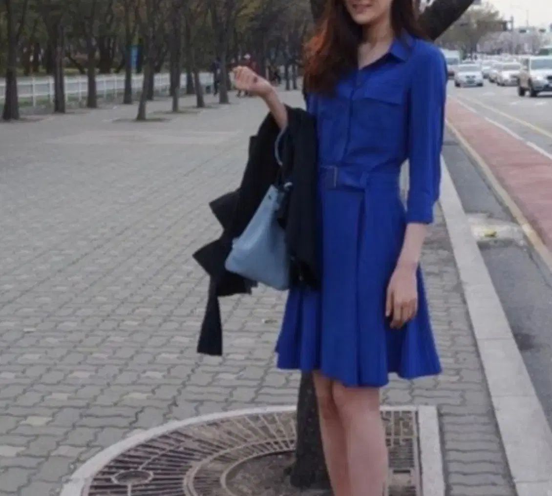 치유의 옷장 포카리 블루 셔츠 원피스 36 사이즈 Healing Closet Pokari Blue Shirt One Piece Size 36
