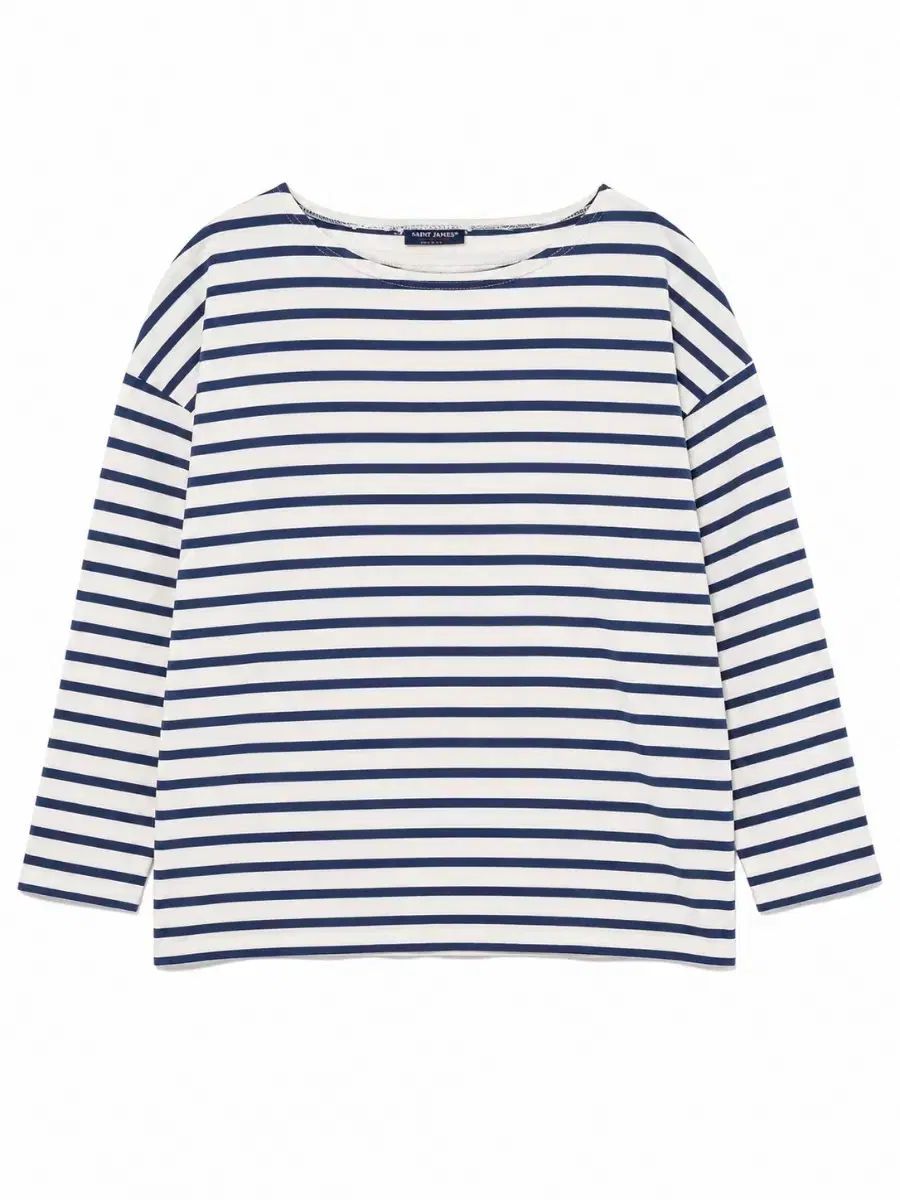 SAINT JAMES セントジェームス ネイビーストライプ ボートネック Tシャツ S