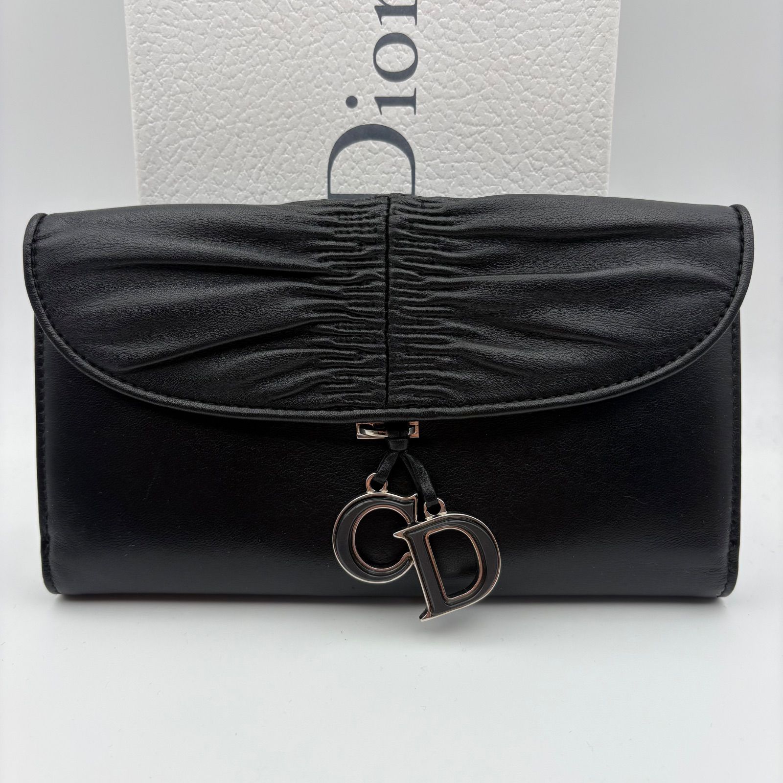 銀*郎様 ディオールブラックレザー長財布 極美品 付属品完備◎Christian Dior クリスチャンディオール