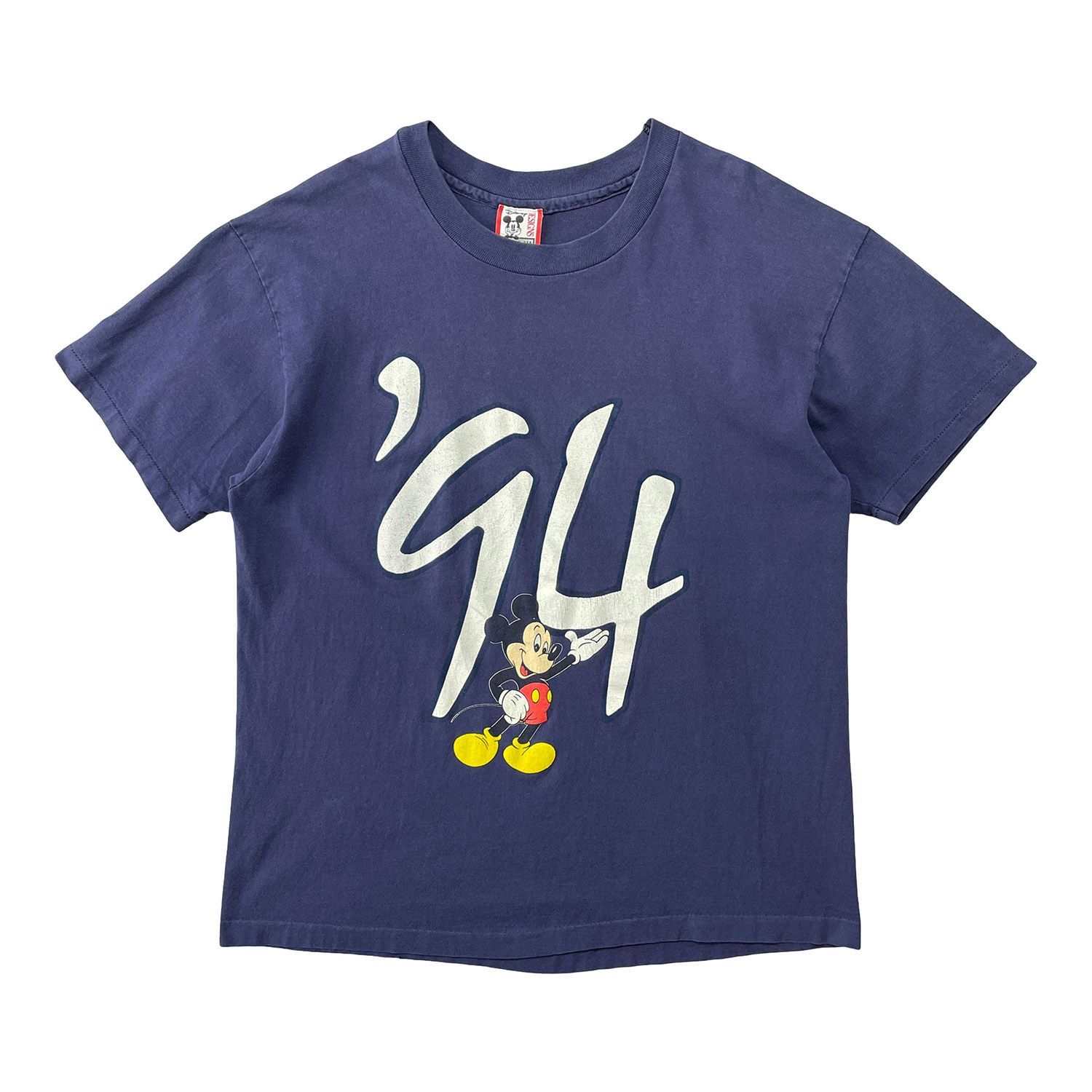 古着 USA製 90S 94年 Disney ディズニー ミッキーマウス ヴィンテージ Tシャツ プリント メンズL/XL ネイビー シングルステッチ BA5532