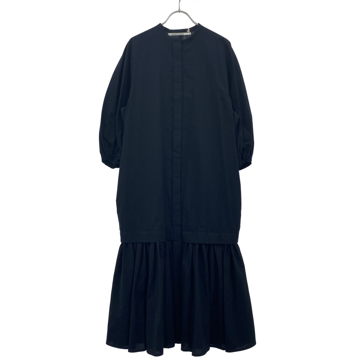 TENNE HANDCRAFTED MODERN テン ハンドクラフテッドモダン 25SS Volume Sleeve Mermaid Dress シアサッカードレス ワンピース ネイビー系 F