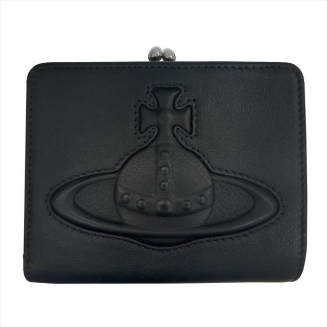 Vivienne Westwood ヴィヴィアンウエストウッド 三つ折り財布（小銭ガマ口）SMOOTH LEATHER INJECTED ORB 5115002ZW-L001S N401 BLACK