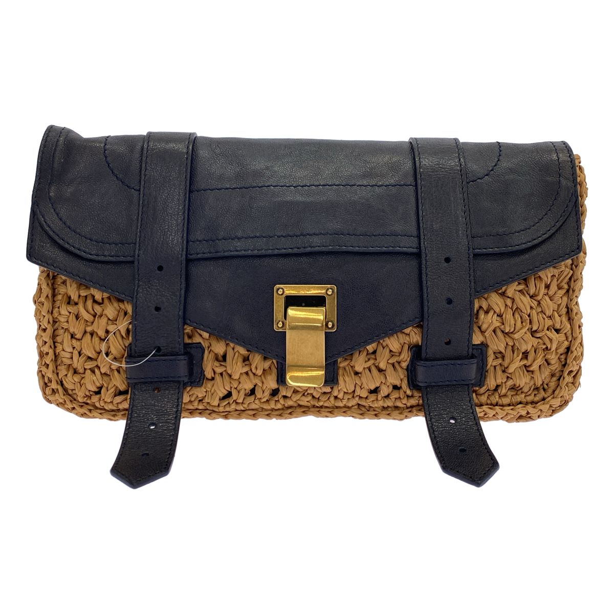 Proenza Schouler プロエンザ スクーラー レザーコンビラフィアクラッチバッグ ベージュ