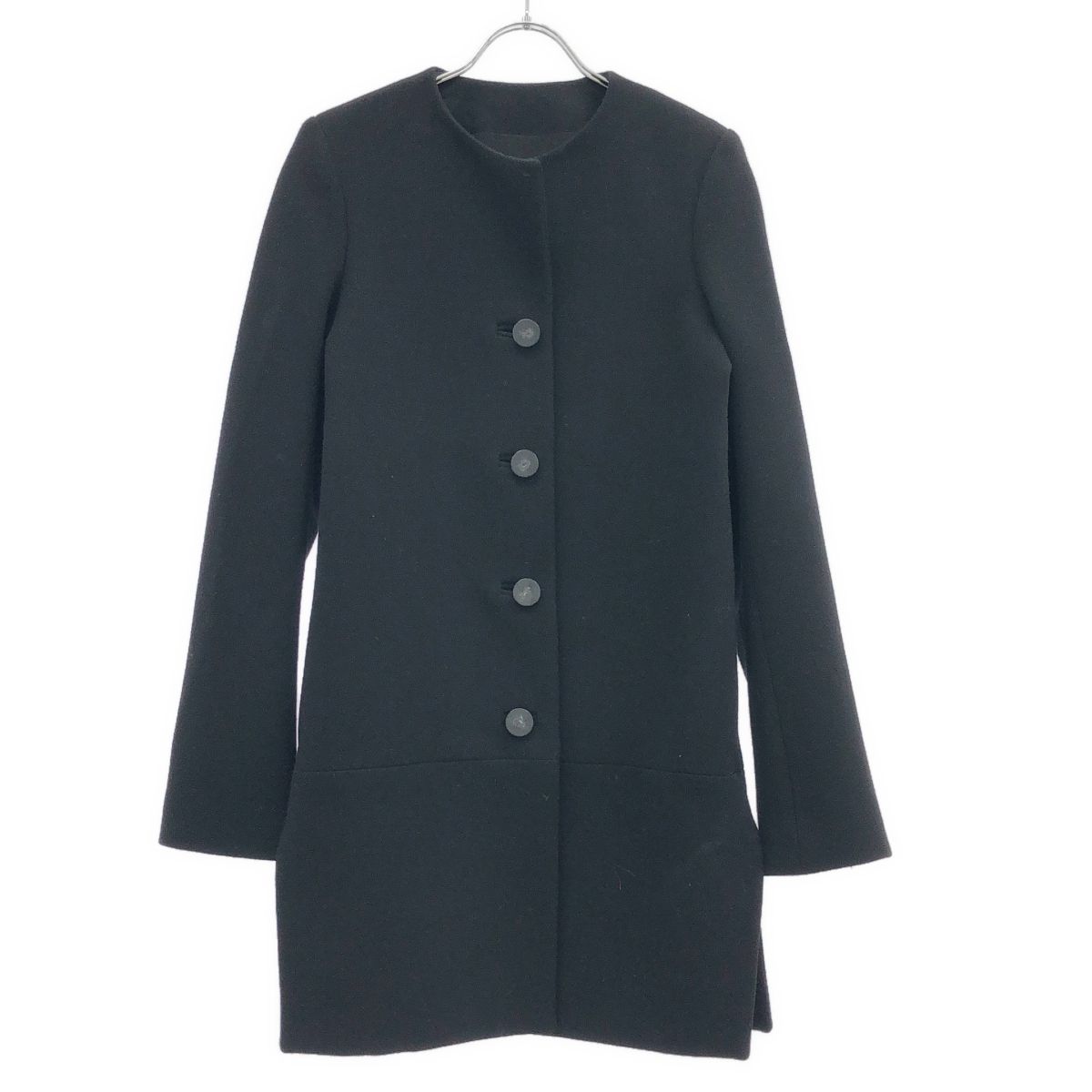 BALENCIAGA バレンシアガ ノーカラーウールロングジャケット コート 279524 TW778 ブラック 36