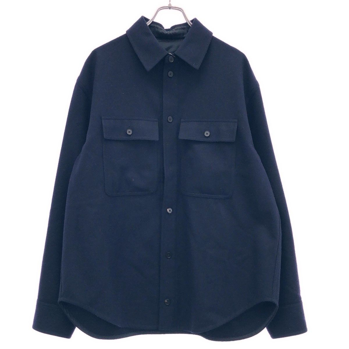 JIL SANDER＋ ジルサンダープラス 20AW ウールフランネルシャツ JPUR600325 ネイビー 46