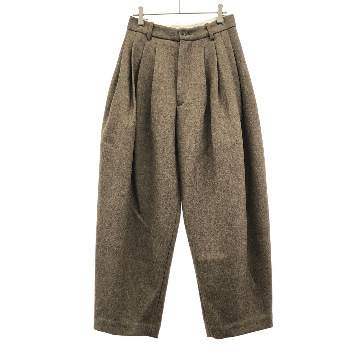 HED MAYNER ヘドメイナー 20AW ウールメルトン タックパンツ ベージュ XS
