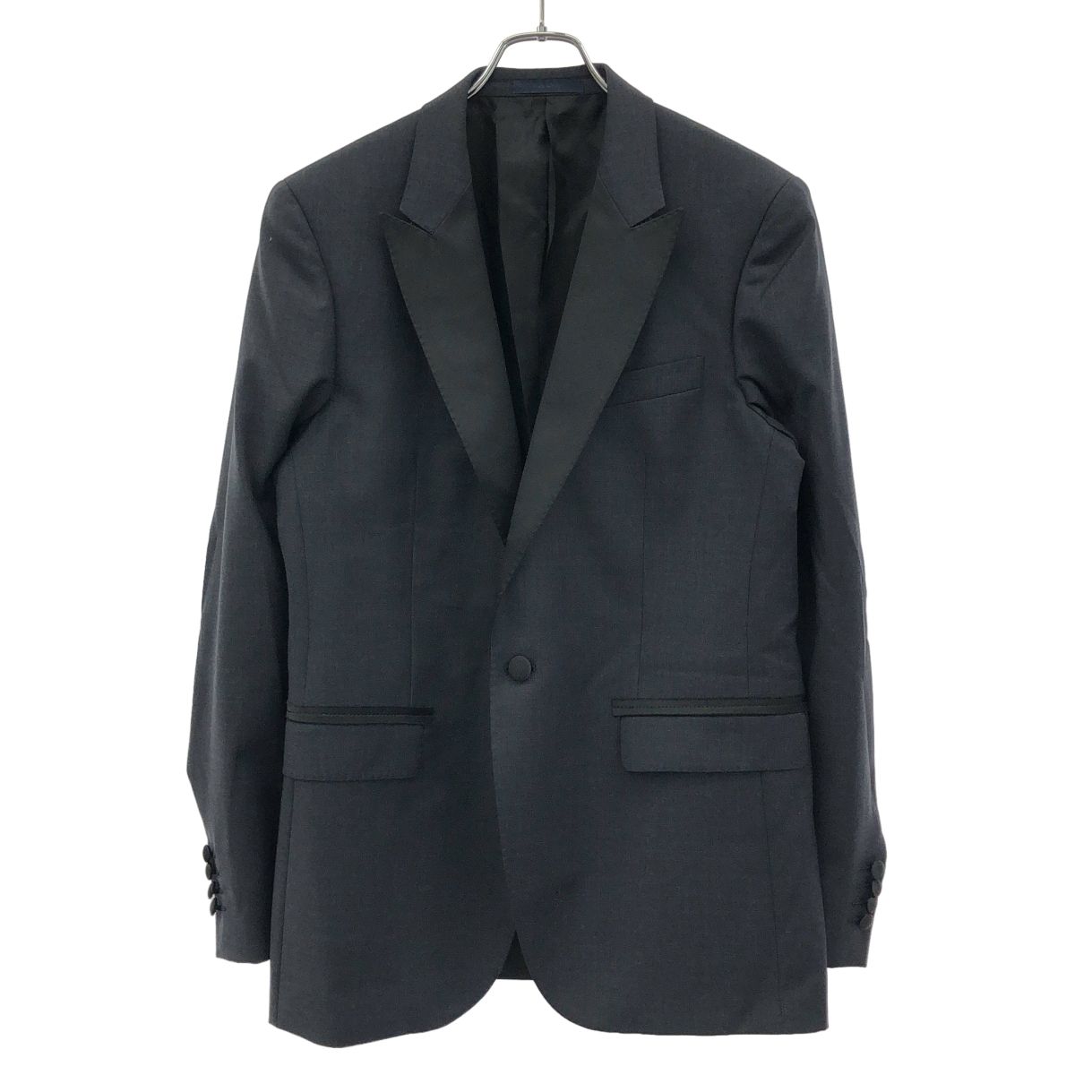 LANVIN ランバン サテンラペル1Bタキシードジャケット&スラックスパンツ セットアップスーツ M00SR20 グレー 50