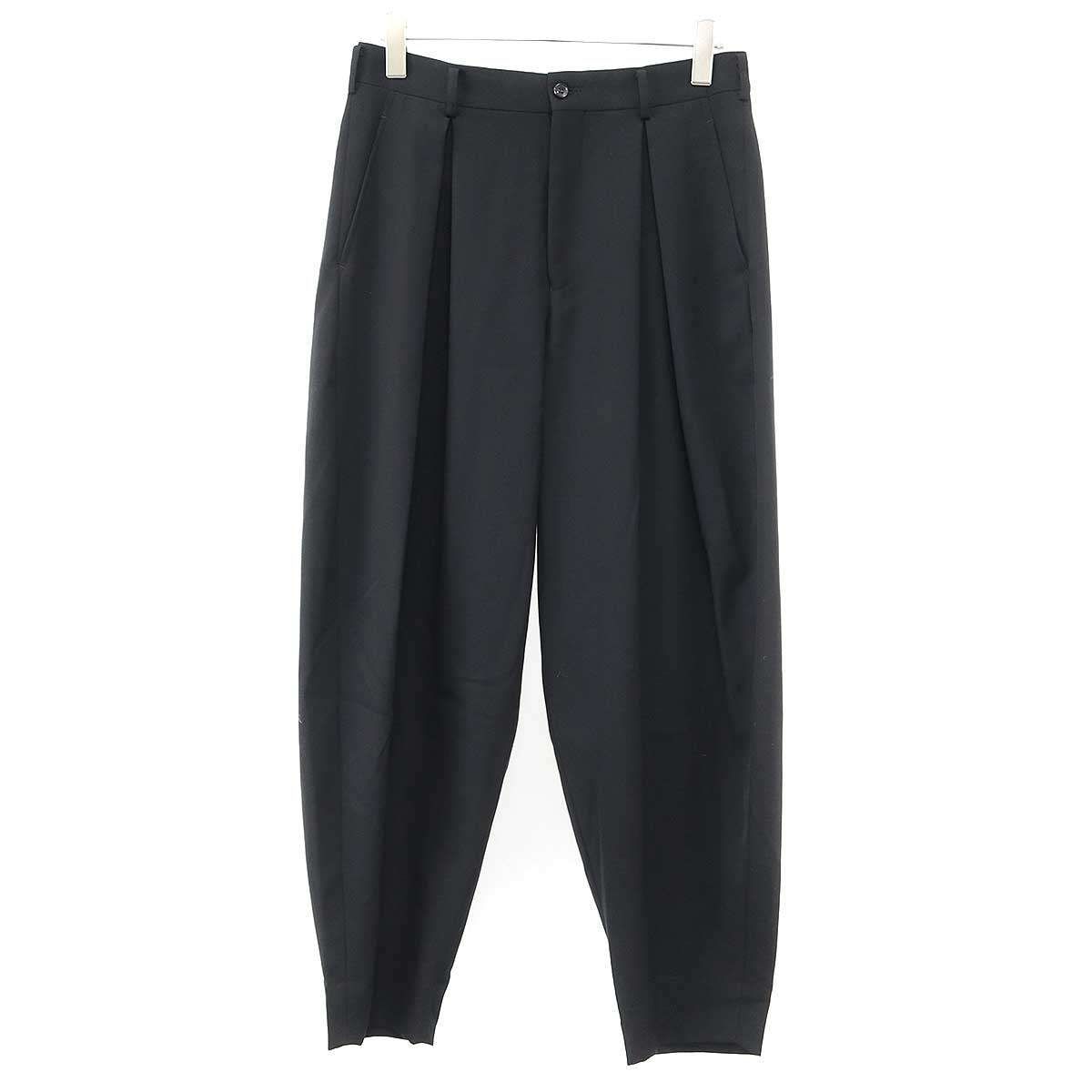 COMME des GARCONS HOMME PLUS コム デギャルソンオムプリュス 25AW ウールギャバジンボックスプリーツワイドパンツ PP-P049 ブラック S