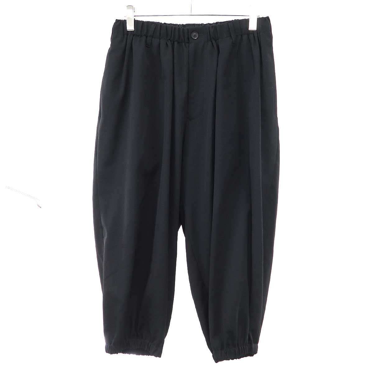 Yohji Yamamoto POUR HOMME ヨウジヤマモト プールオム 20SS ウールシワギャバ タブ付きギャザーパンツ HN-P32-100 ブラック 2