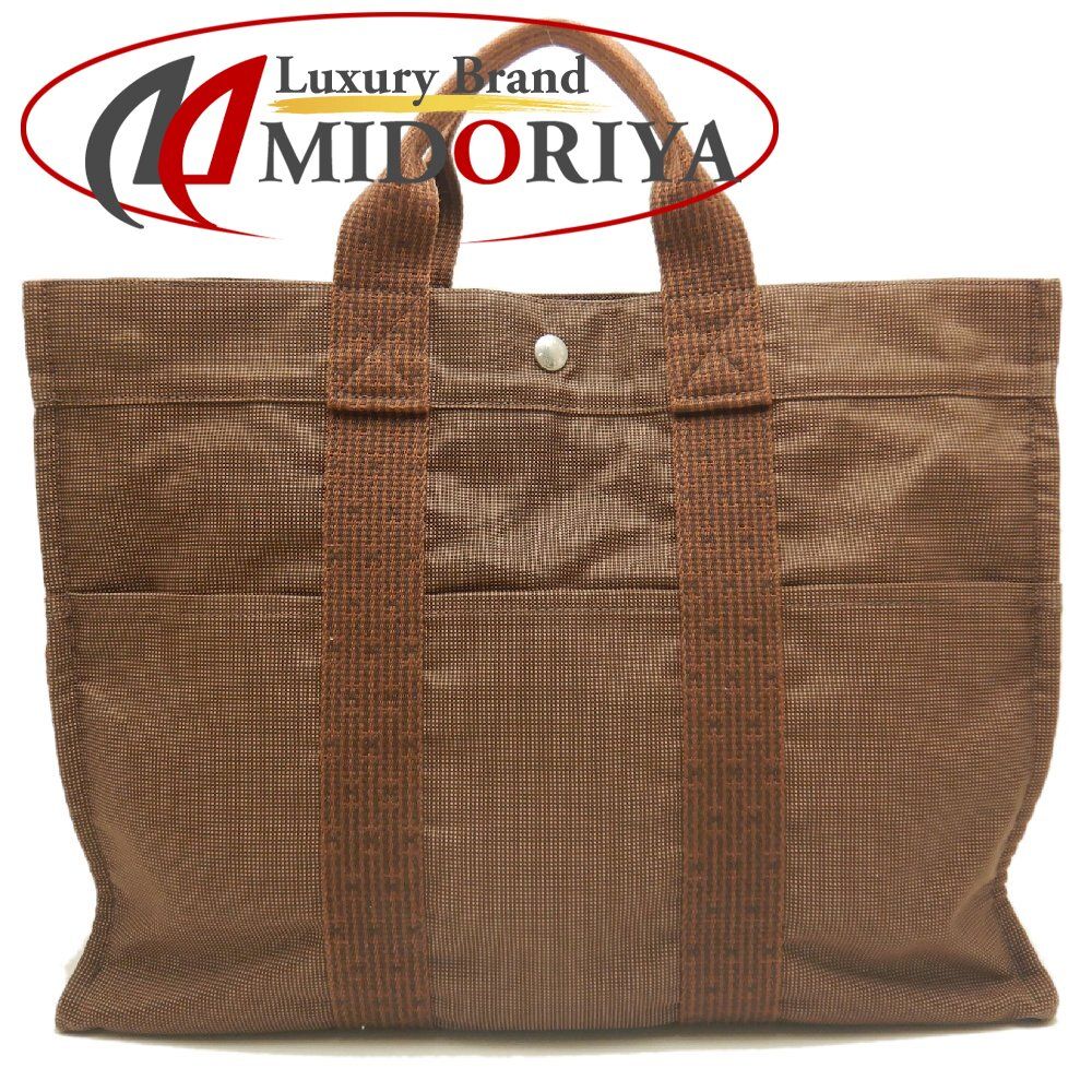 HERMES エルメス エールライン トートMM トートバッグ ポリエステル ブラウン レディース /253810【中古】