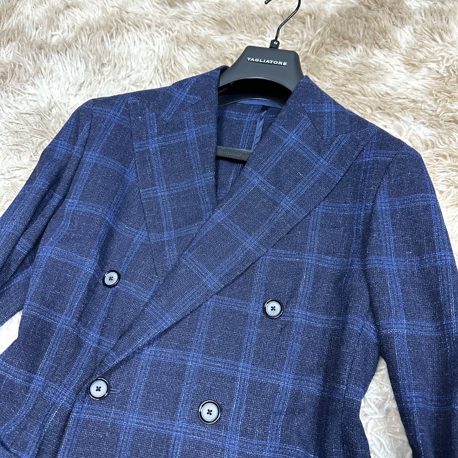 極美品 TAGLIATORE brilla テーラードジャケット S　ネイビー TAGLIATORE Brilla別注 シルク リネン テーラードジャケット ダブル