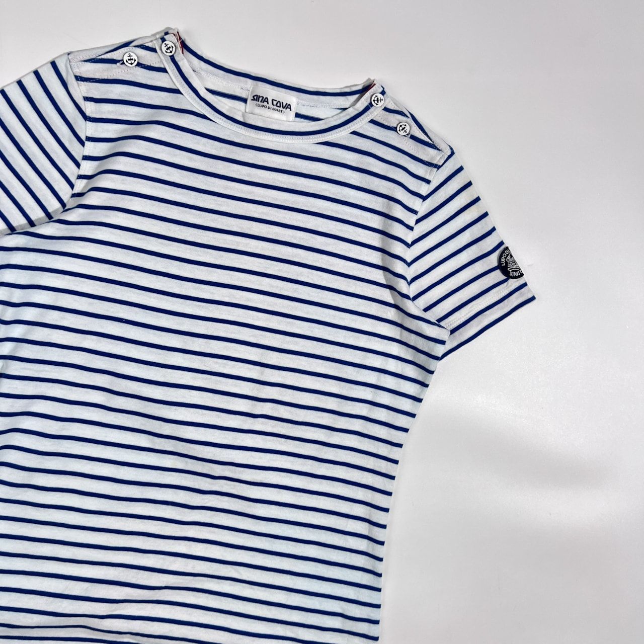 サンプル SINA COVA シナコバ 肩ボタン ボーダー 半袖 Tシャツ 