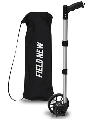 FieldNew ロードメジャー 溝付き大径ゴムタイヤ&プロ仕様グリップ｜0.1m単位/9990.0m対応 拡大レンズ付きカウンター 伸縮シャフト 保証書・日本語説明書付き 収納バック｜工事・学校・DIY ウォーキングメジャー 距離測定器kk