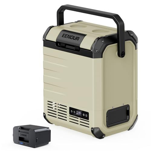 EENOUR 車載冷蔵庫 D10 10L -20℃?10℃ バッテリー1個付き 小型 両開きフタ コンプレッサー式 5WAY電源対応 AC100V DC12V/24V 電池 ポータブル冷蔵庫 コードレス式 急速冷凍 省エネ 静音 軽量 コンパクト LCD温kk