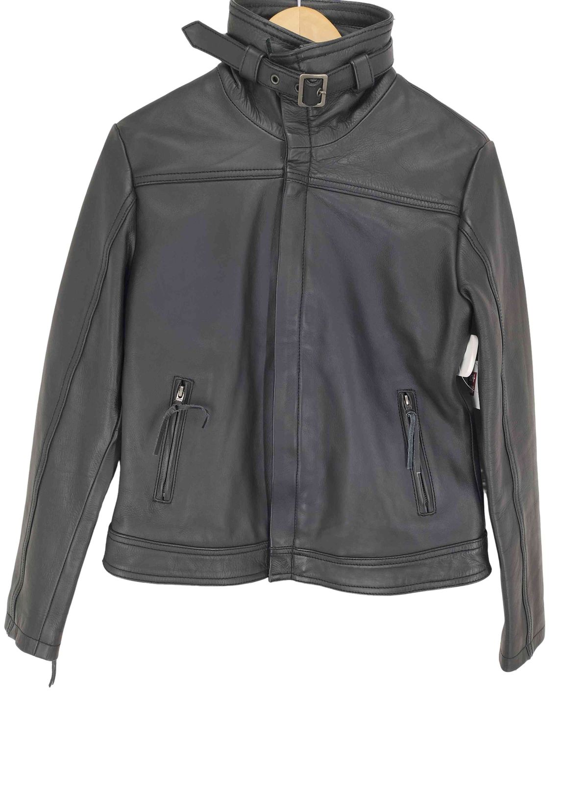 リューグーレザーズ Liugoo Leathers cow leather 裏地チェックスタンドカラーレザージャケット メンズ JPN：3